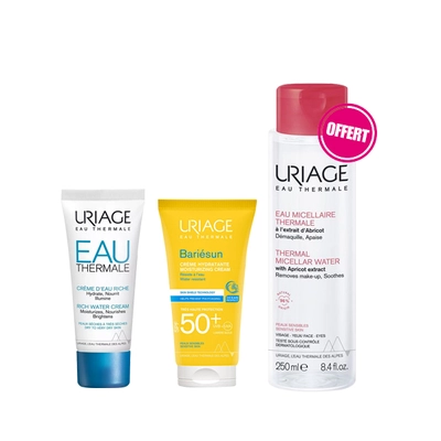 Pack Promotionnel Uriage Creme D Eau Riche + Bariesun Creme Hydratante Spf50 + Eau Micellaire 250ml Offerte