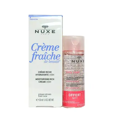Nuxe Creme Fraiche De Beaute 48h Peaux Seches 30ml + Eau Micellaire Very Rose 50ml Offerte