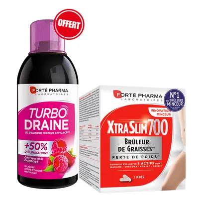 Forte Pharma Xtraslim 700 Bruleur De Graisses + Turbo Draine 500ml Framboise Offert