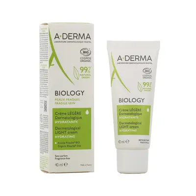A-derma Biology Creme Legere Dermatologique Hydratante Bio 40ml