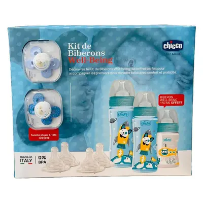 Chicco Kit De Biberons Well Being Garcon - Bleu