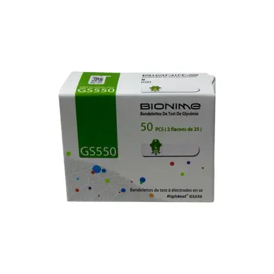 Bionime Gs550 Bandelettes Test Glycemie - Boite De 50