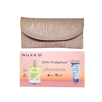 Nuxe Pochette Huile Prodigieuse Seche 30ml + Creme Fraiche Hydratante 3-en-1 30ml Offerte