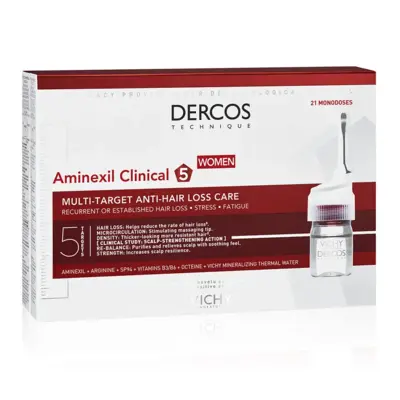 Vichy Dercos Aminexil Clinical 5 Soin Traitant Anti-chute Femme 21 Doses X 6ml