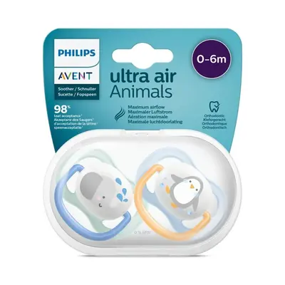 Philips Avent Ultra Air Lot 2 Sucettes Silicone 0-6 Mois - Motif Animaux