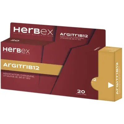 Herbex Argitrib12 Arginie + Vitamines B1, B6, B12 - 20 Comprimes