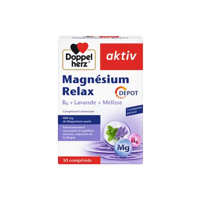 Doppelherz Aktiv Magnesium Relax + B6 + Lavande + Melisse - 30 Comprimes