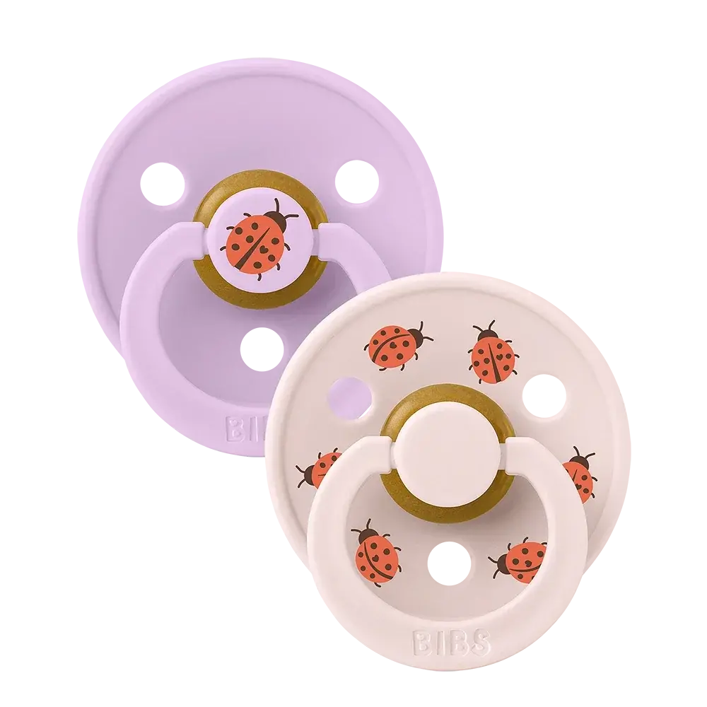 Bibs Studio Colour Lot 2 Sucettes Taille 2 - Ladybug Violet Sky - 6 Mois Et Plus