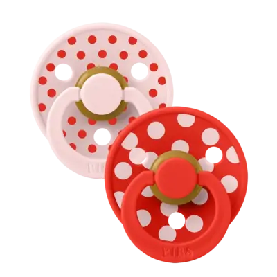 Bibs Studio Colour Lot 2 Sucettes Taille 1 - Polka Blossom / Candy Apple - 0 A 6 Mois