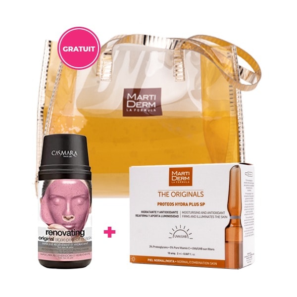 CASMARA Mask Kit Renovating Algae Peel Off + MARTIDERM The Originals Proteos Hydra Plus SP Peaux Normales Mixtes SESDERMA + Gel Desinfectant Main Lactyfrrin 500 ml (Gratuit) + Sac MARTIDERM (Gratuit)
