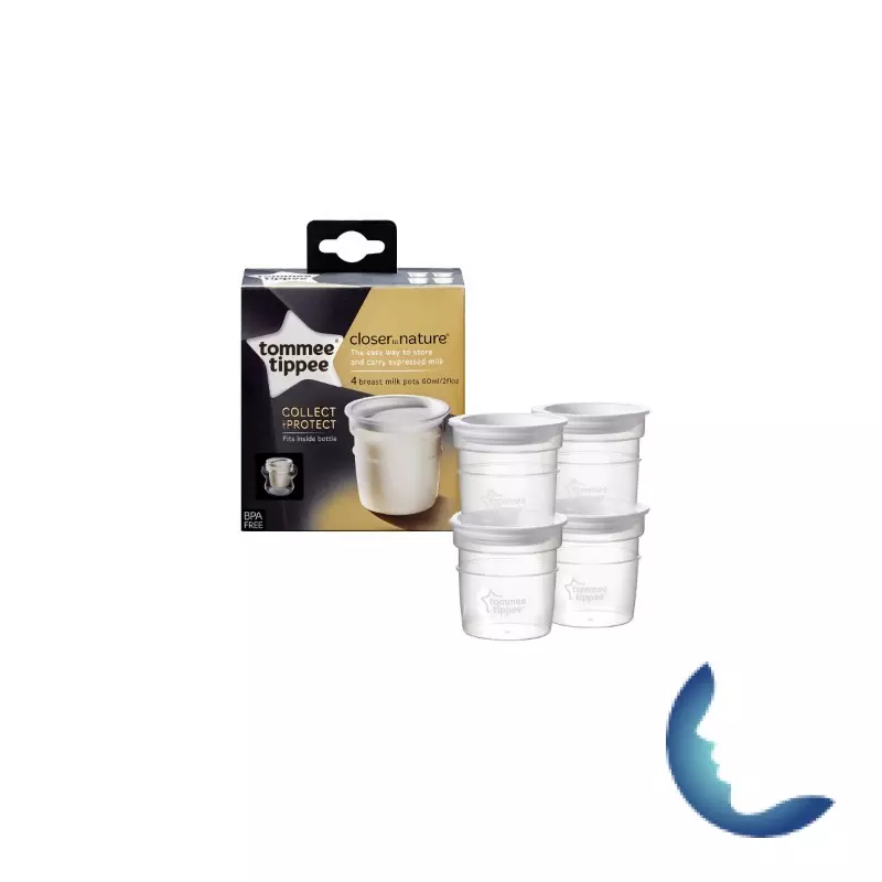 TOMMEE TIPPEE COLSE TO NATURE LOT DE 4 POTS DE CONSERVATION DU LAIT