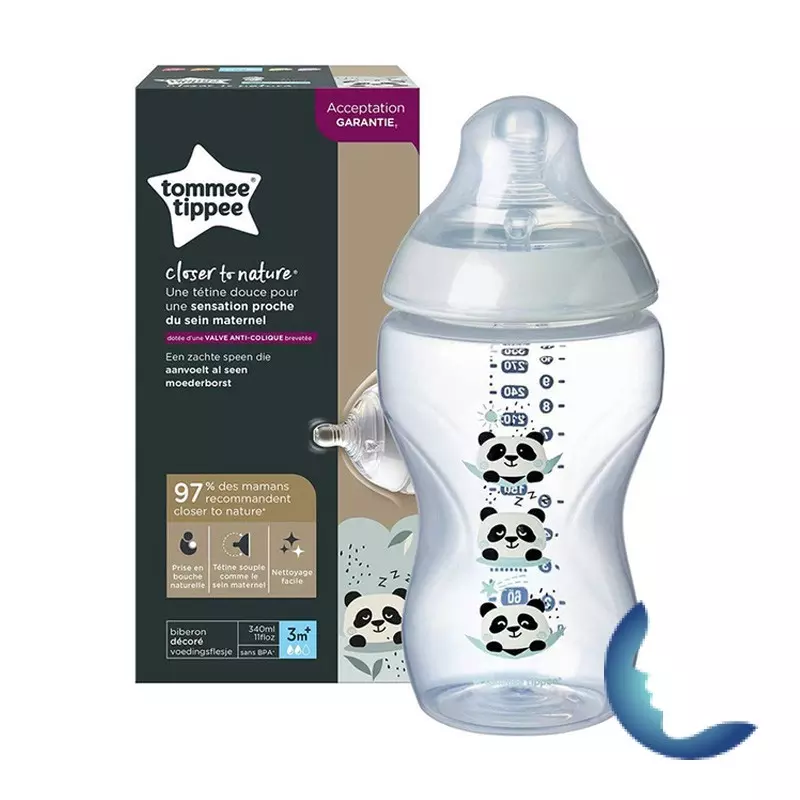 TOMMEE TIPPEE CLOSE TO NATURE BIBERON PANDA VERT 3M+ 340ML