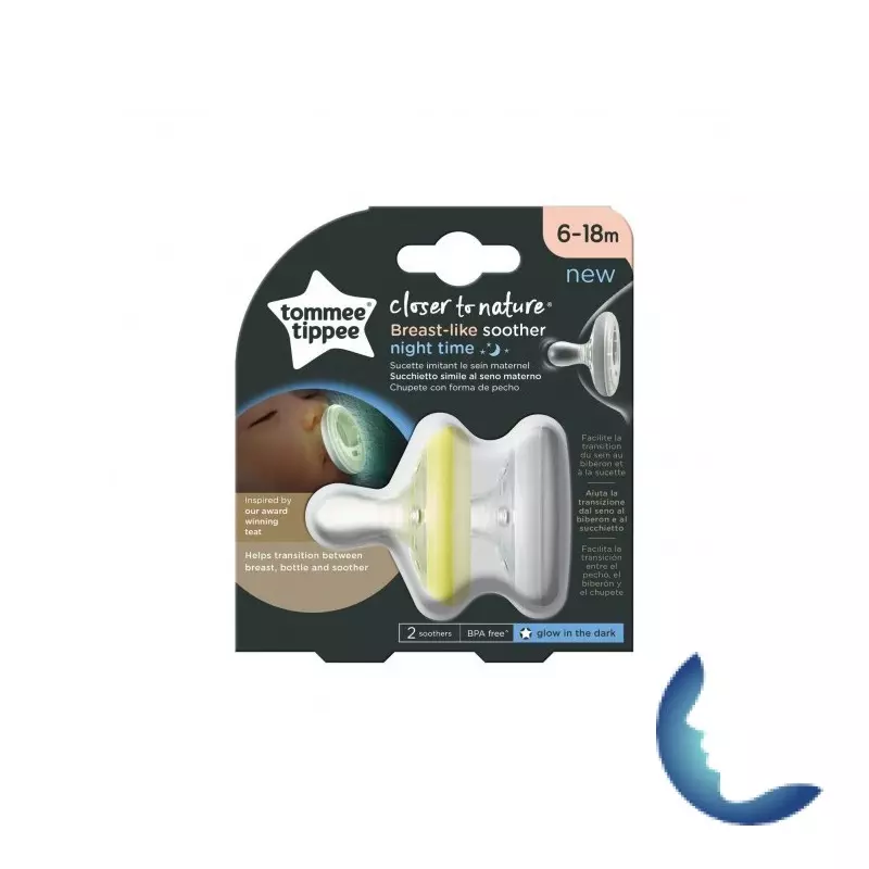 TOMMEE TIPPEE CLOSE TO NATURE 2 SUCETTES BREAST-LIKE NUIT 6-18M