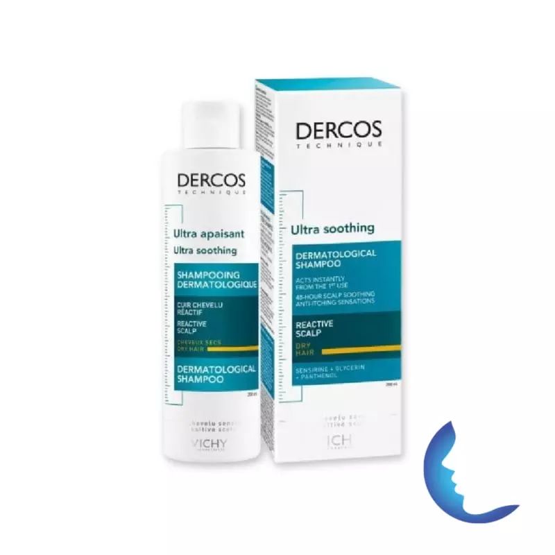 Vichy Dercos Shampooing Ultra Apaisant Sans Sulfate Cheveux Secs, 200ml