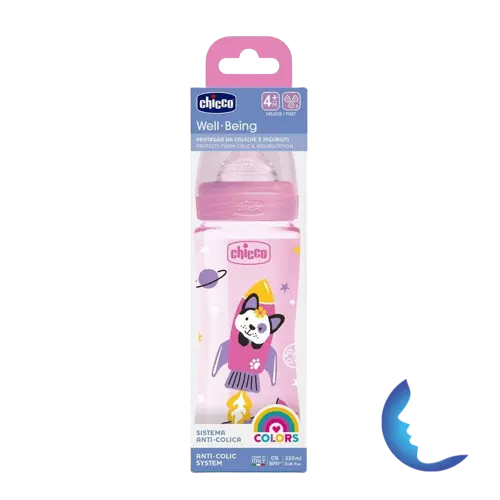 Chicco Biberon Well-Being Tétine silicone 4Mois+, 330ml