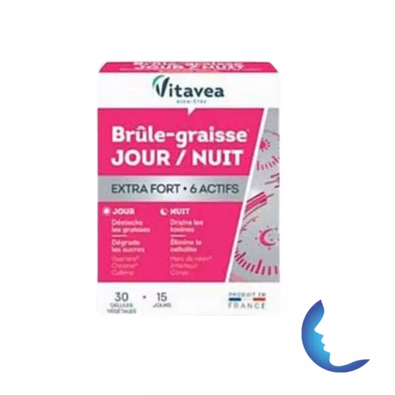 Vitavea Brule-Graisse Jour/Nuit Extra Fort 6 Actifs, 30 Gélules