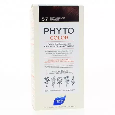 PHYTO PHYTOCOLOR COULEUR SOIN 5.7 CHATAIN CLAIR MARRON  1 KIT