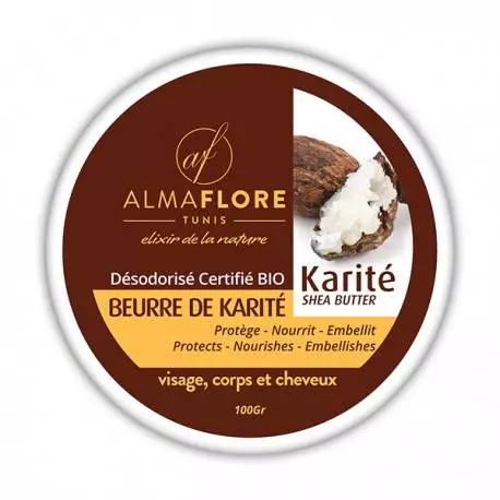 ALMAFLORE Beurre de Karité Naturel Désodorisé – 100 g