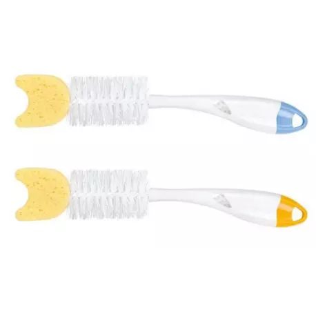 NUK BROSSE BIBERON 2 EN 1 AVEC EPONGE ET BROSSE À TETINE INTÉGRÉE