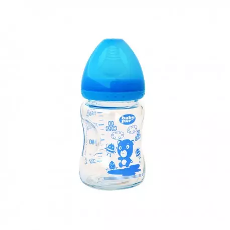 Baby pur biberon en verre bleu 125 ml